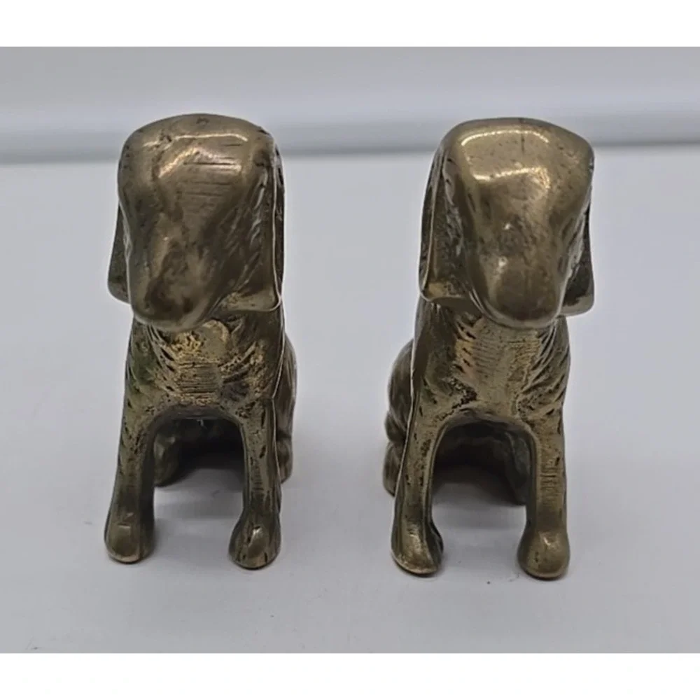 Vtg Brass Figurine Collectible Animal Heavy‎ Paperweight Dogs
